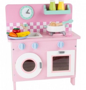 Classic Pink Wooden Play Kitchen & Accessories - In-Use Lifestyle View 6
