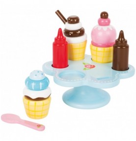 Blue Wooden Ice Cream Stand & Cones Playset - Medium - Overview - Montessori Toy