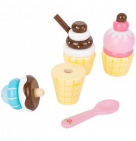 Blue Wooden Ice Cream Stand & Cones Playset - Medium - Close-up on Quality & Finish