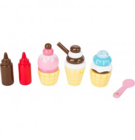 Blue Wooden Ice Cream Stand & Cones Playset - Medium - Elements & Play Details