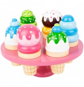 Pink Wooden Ice Cream Stand & Cones Playset - Medium - Overview - Montessori Toy