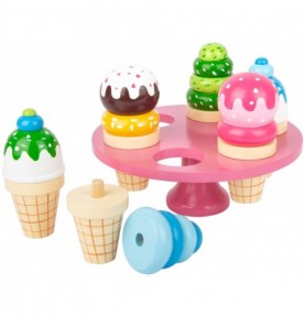 Pink Wooden Ice Cream Stand & Cones Playset - Medium - Close-up on Quality & Finish