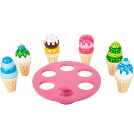 Pink Wooden Ice Cream Stand & Cones Playset - Medium - Elements & Play Details