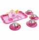 Pink Metal Toy Tea Set with Teapot, Cups & Serving Tray
