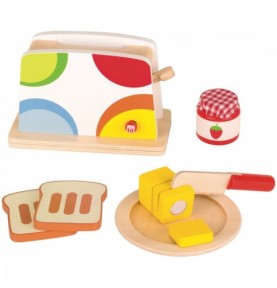 Wooden Pop-Up Toaster & Breakfast Play Set - Montessori Educational Toy