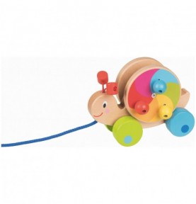 Rainbow Wooden Pull-Along Snail Toy - Montessori Educational Toy
