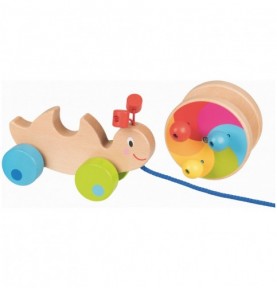 Rainbow Wooden Pull-Along Snail Toy - Detailed view - Montessori toy