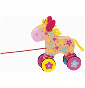 Wooden Pull-Along Horse Toy for Toddlers - Montessori Educational Toy