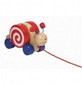 Wooden Spinning Spiral Pull-Along Snail - Montessori Educational Toy