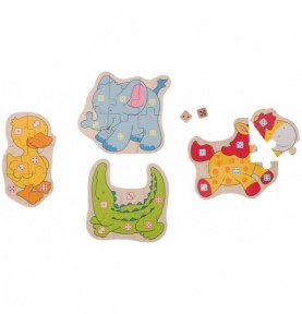 Roll and Build Animal Dice Puzzle - Montessori Wooden Educational Toy