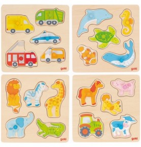 Square Wooden Peg Puzzle - Vehicles & Animals - Overview of Montessori learning set