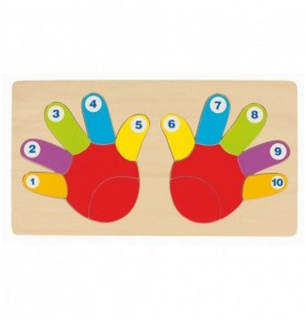 Counting Hands Wooden Number Puzzle - Montessori Educational Toy