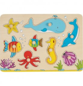 Underwater World Wooden Peg Inset Puzzle - Montessori Educational Toy