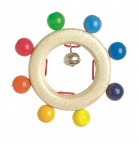 Rainbow Wooden Grasping Rattle with Bell - Montessori Educational Toy
