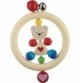 Grey Teddy Bear Wooden Baby Rattle with Bell