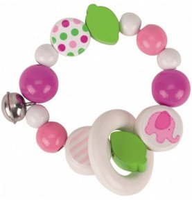 Flexible Wooden Ball Rattle - Pastel Pink - Montessori Educational Toy