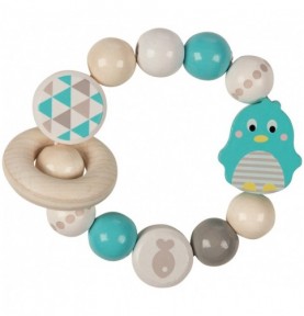 Blue Bird Wooden Ring Rattle for Babies - Montessori Educational Toy