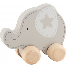 Wooden Push-Along Elephant - Montessori Educational Toy