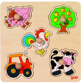 Wooden Knob Inset Puzzle - Goki Basic