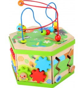 Savannah Hexagonal Motor Skills Activity Cube - Wooden Safari - Close-up on Quality & Finish
