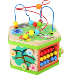 Savannah Hexagonal Motor Skills Activity Cube - Wooden Safari - Elements & Play Details