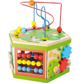 Savannah Hexagonal Motor Skills Activity Cube - Wooden Safari - Overview - Montessori Toy