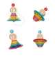 Traditional Wooden Rainbow Spinning Top with Launcher