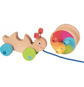 Rainbow Wooden Pull-Along Snail Toy
