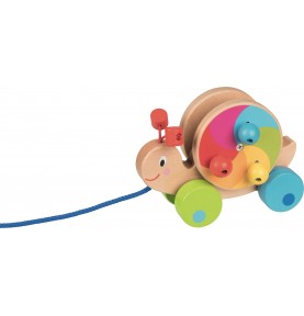 Rainbow Wooden Pull-Along Snail Toy