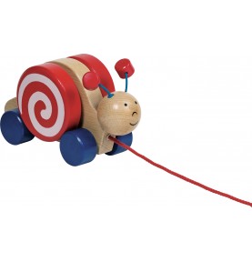 Wooden Spinning Spiral Pull-Along Snail