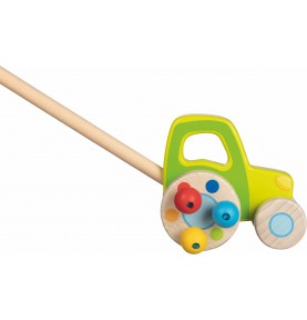 Wooden Push-Along Farm Tractor with Rattle Beads - Overview of Montessori learning set
