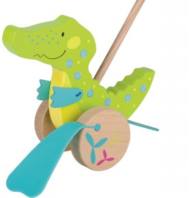 Wooden Push-Along Flapping Crocodile Toy - Montessori Educational Toy
