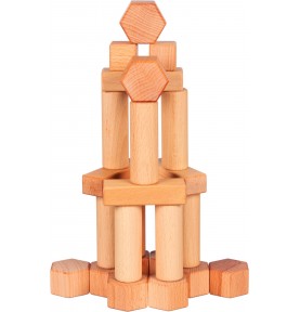 Heirloom Walnut-Oil Finished Wooden Building Blocks - 75 Pieces - Close-Up Quality & Finish