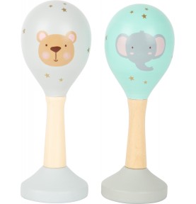Pastel Collection Wooden Baby Maracas Rattle - Play Details & Elements