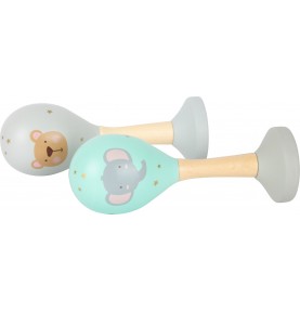 Pastel Collection Wooden Baby Maracas Rattle - Close-Up Quality & Finish