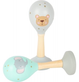 Pastel Collection Wooden Baby Maracas Rattle - Detailed View & Craftsmanship