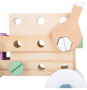 Wooden Vehicle Construction Set - Grey & Yellow Dumper - Close-up on Quality & Finish