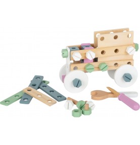 Wooden Vehicle Construction Set - Grey & Yellow Dumper - Montessori Wooden Educational Toy