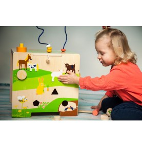 Deluxe Farm Wooden XL Activity Cube & Stool