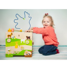 Deluxe Farm Wooden XL Activity Cube & Stool