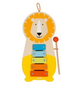 Wooden Push-Along Lion Xylophone Walker - Montessori Wooden Educational Toy