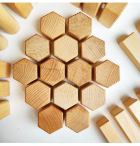 Heirloom Walnut-Oil Finished Wooden Building Blocks - 75 Pieces - Full Set Overview
