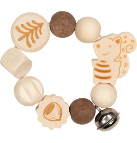 Wooden Squirrel Baby Rattle with Gentle Jingles - Montessori Wooden Educational Toy