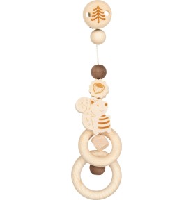 Natural Wooden Squirrel Baby Dummy Clip & Soother Chain - Montessori Wooden Educational Toy