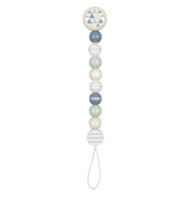 Grey & Charcoal Wooden Baby Dummy Clip Chain - Montessori Wooden Educational Toy
