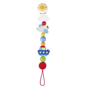 Wooden Play Car Baby Dummy Clip & Soother Chain - Montessori Wooden Educational Toy