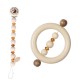 Baltic Amber Teething Ring & Matching Wooden Dummy Clip Set