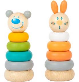 Pastel Wooden Animal Stacking Tower Toy - Montessori Educational Toy