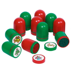 Festive Holiday Wooden Christmas Ink Stamper - Overview - Montessori Toy