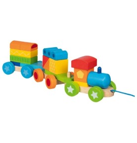 Large Wooden Train Set - Montessori Shape Sorting Wagon - Montessori Wooden Educational Toy